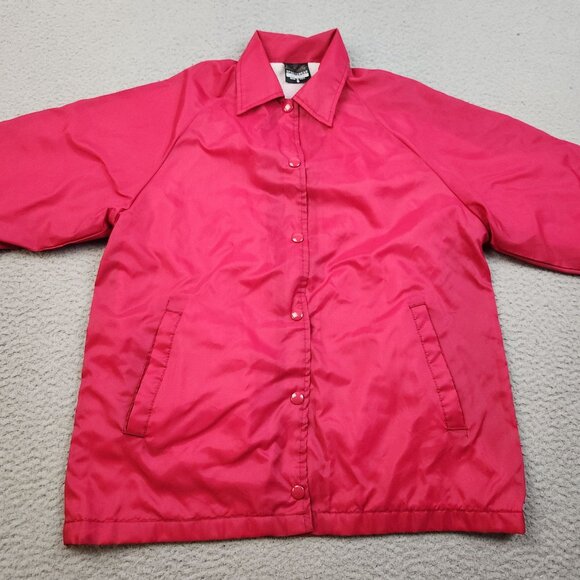 Vintage Weather Breaker Jacket Womens Small Pink Lined Coach Snap Front Packable - Picture 7 of 11